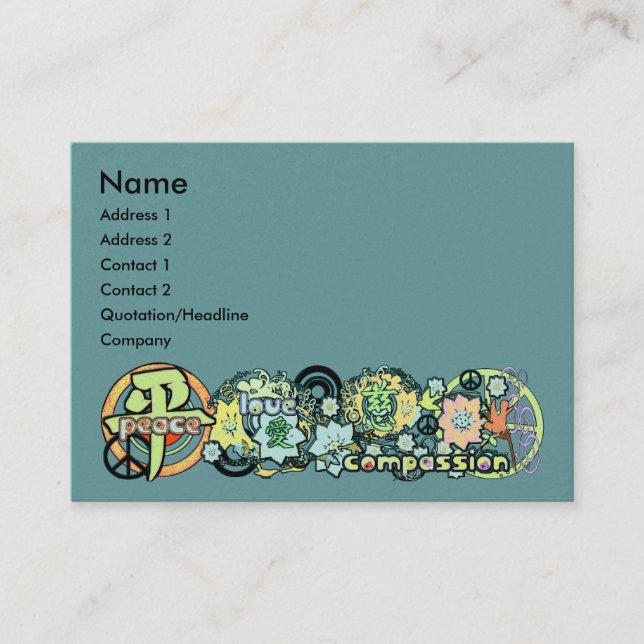 Peace Kärlek Compassion Visitkort (Framsida)