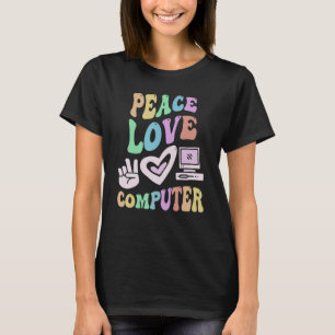 PEACE KÄRLEK COMPUTER Retro Tech Teacher Groovy Sc T Shirt
