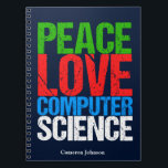 Peace Kärlek Computer Science Anpassningsbar Progr Anteckningsbok<br><div class="desc">Coolans datavetenskapliga gåva till en forskare som arbetar med datorsystem och programmering. En fin gåva till en programmerare skriven i grönt,  röd,  blå och vit grunktext.</div>