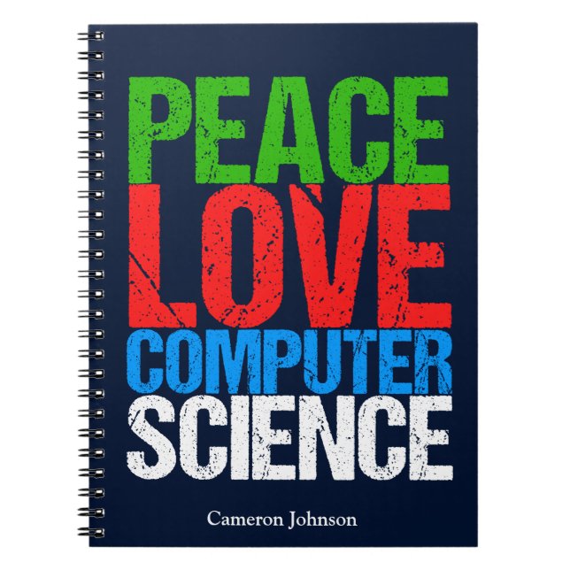 Peace Kärlek Computer Science Anpassningsbar Progr Anteckningsbok (Framsidan)