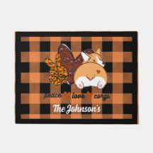 Peace Kärlek Corgi Door Mat