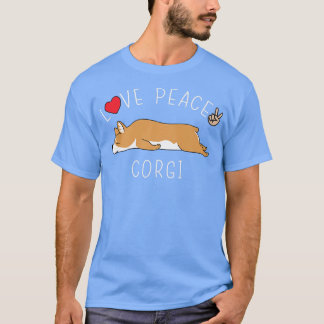 Peace Kärlek Corgi Funny Cute Lazy Animal Kawaii12 T Shirt