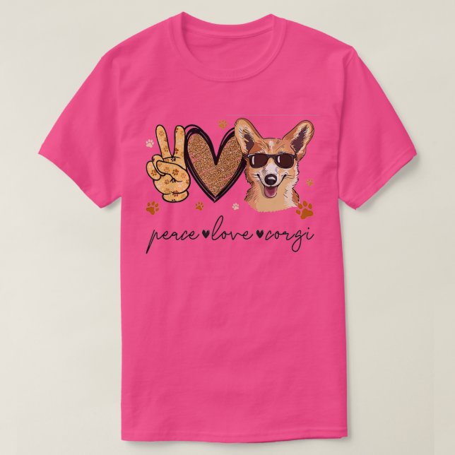 Peace Kärlek Corgi T Shirt (Design framsida)