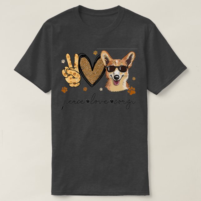Peace Kärlek Corgi T Shirt (Design framsida)