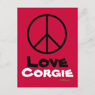 Peace Kärlek Corgie Postcard Vykort