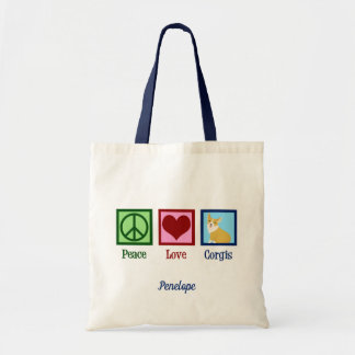 Peace Kärlek Corgis Cute Monogram Tygkasse
