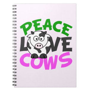 Peace Kärlek Cows Anteckningsbok Med Spiral