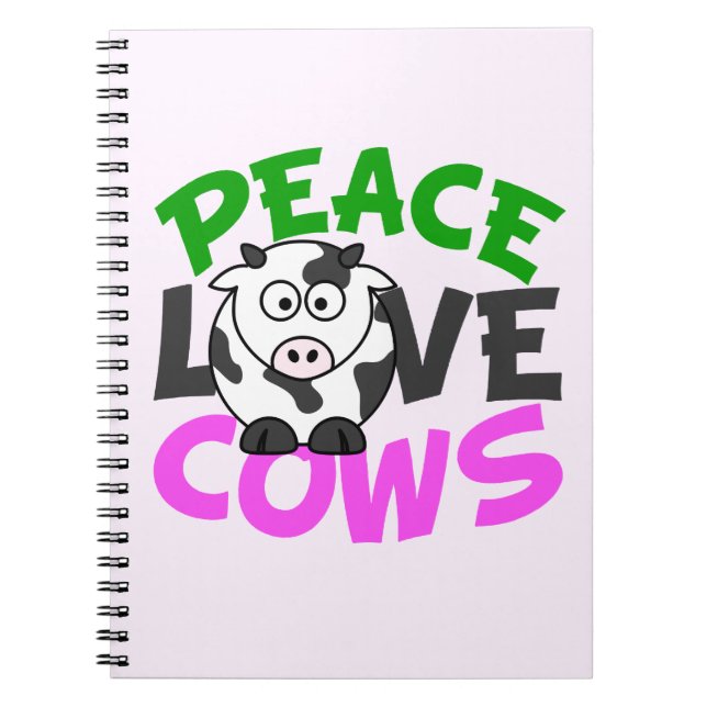Peace Kärlek Cows Anteckningsbok Med Spiral (Framsidan)