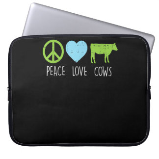Peace Kärlek Cows Hippie Farming Dairy Farmer Laptop Fodral