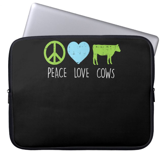Peace Kärlek Cows Hippie Farming Dairy Farmer Laptop Fodral (Framsidan)