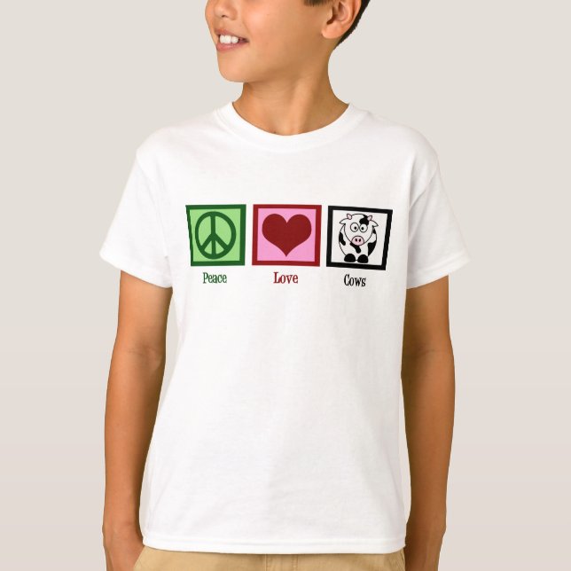 Peace Kärlek Cows Kids Tee Shirt (Framsida)