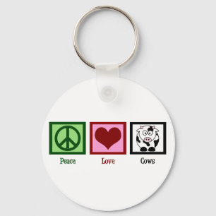 Peace Kärlek Cows Nyckelring