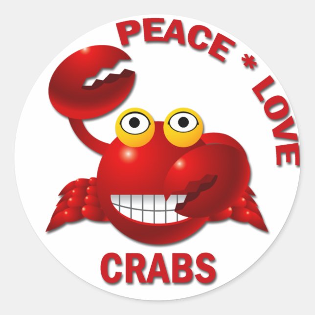 PEACE KÄRLEK CRABS RUNT KLISTERMÄRKE (Framsida)