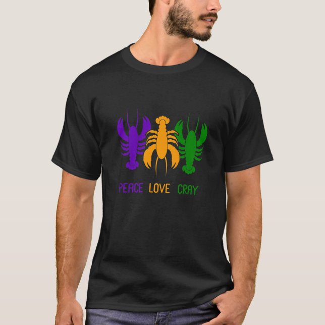 Peace Kärlek Crayfish Lobster Fläkt Kräftor Mardi  T Shirt (Framsida)