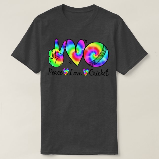 Peace Kärlek Cricket Tie Dye Cricket Player T Shirt (Design framsida)