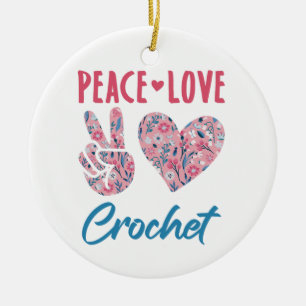 Peace Kärlek Crochet Julgransprydnad Keramik