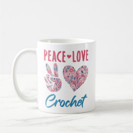 Peace Kärlek Crochet Kaffemugg