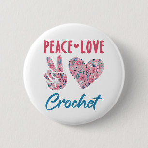 Peace Kärlek Crochet Knapp