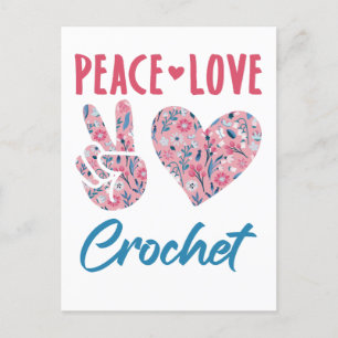 Peace Kärlek Crochet Vykort