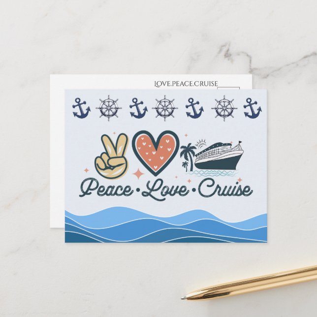 Peace Kärlek Cruise Postcard Vykort (Fram/Back In Situ)