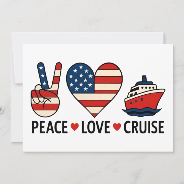 Peace Kärlek Cruise USA Vacation Vibes Inbjudningar (Framsida)