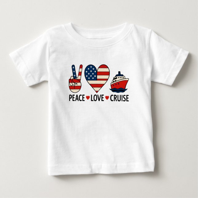 Peace Kärlek Cruise USA Vacation Vibes T Shirt (Framsida)