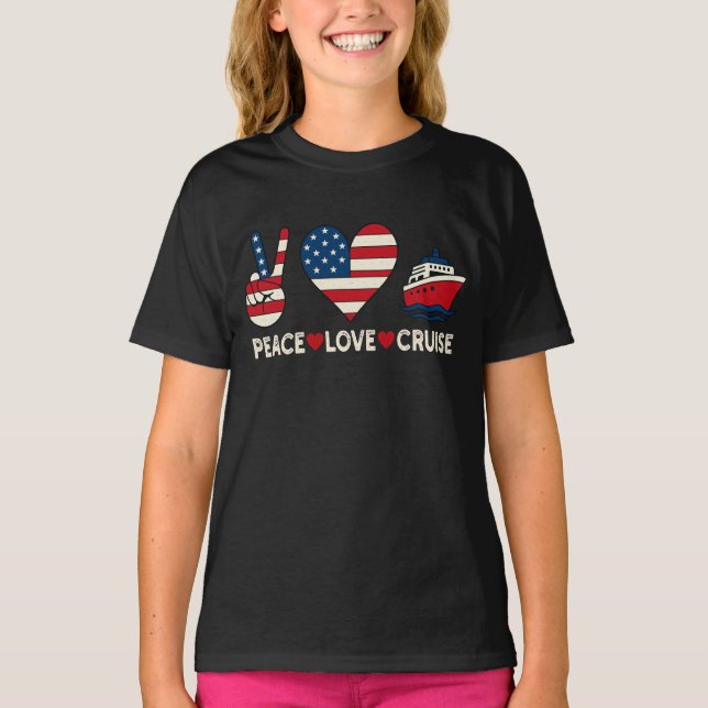 Peace Kärlek Cruise USA Vacation Vibes T Shirt (Framsida)