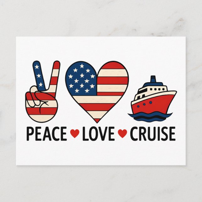 Peace Kärlek Cruise USA Vacation Vibes Vykort (Framsida)
