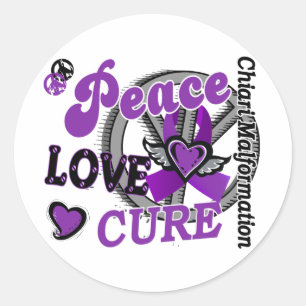 Peace Kärlek Cure 2 Chiari-missbildning Runt Klistermärke