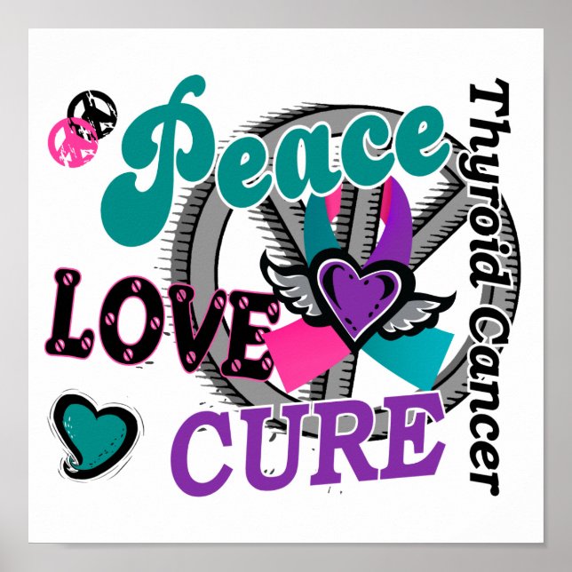 Peace Kärlek Cure 2 Thyroid Cancer Poster (Framsidan)