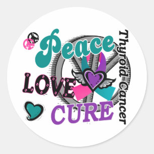 Peace Kärlek Cure 2 Thyroid Cancer Runt Klistermärke