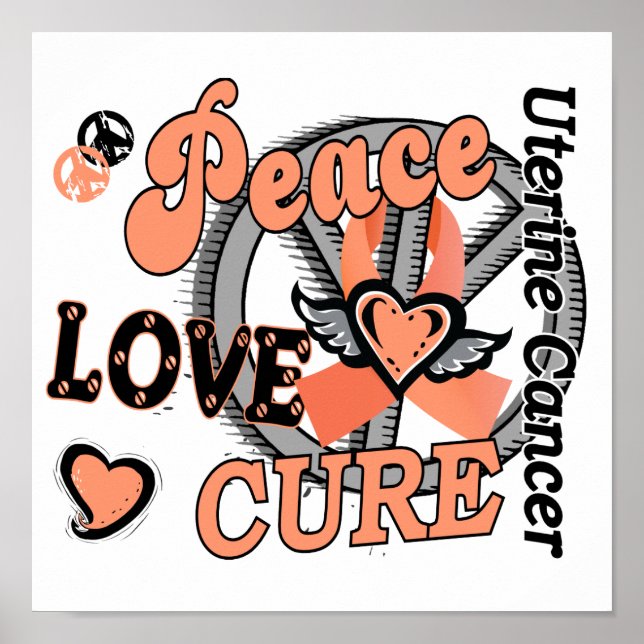 Peace Kärlek Cure 2 Uterine Cancer Poster (Framsidan)