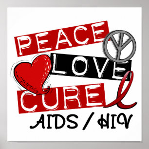 Peace Kärlek Cure AIDS HIV Poster