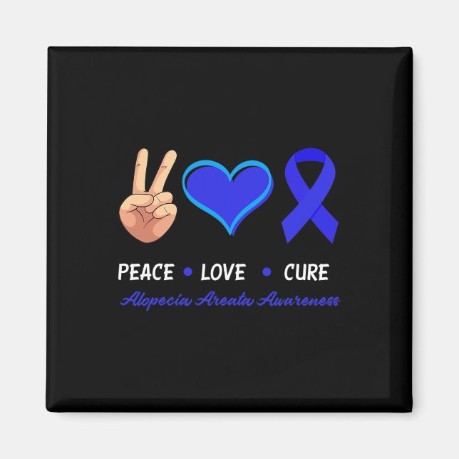 Peace Kärlek Cure Alopecia Areata Awareness Magnet (Framsidan)