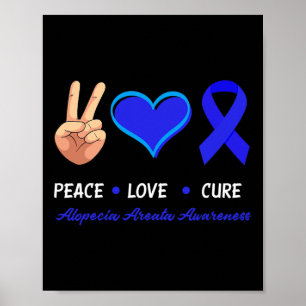 Peace Kärlek Cure Alopecia Areata Awareness Poster