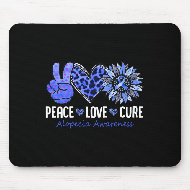 Peace Kärlek Cure Alopecia Awareness Blue Solros Musmatta (Framsidan)