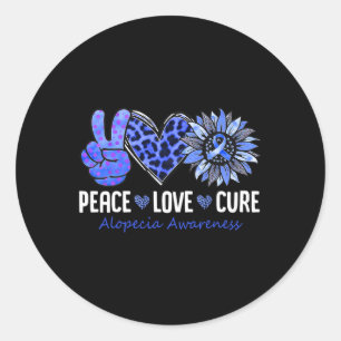 Peace Kärlek Cure Alopecia Awareness Blue Solros Runt Klistermärke