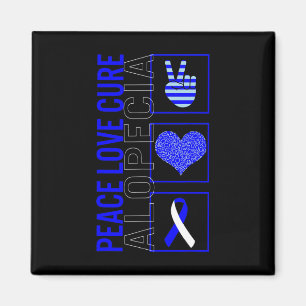 Peace Kärlek Cure Alopecia Awareness Ribbon Warrio Magnet