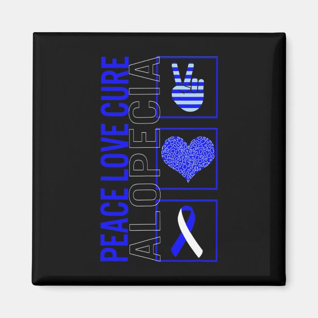 Peace Kärlek Cure Alopecia Awareness Ribbon Warrio Magnet (Framsidan)