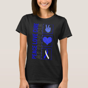 Peace Kärlek Cure Alopecia Awareness Ribbon Warrio T Shirt