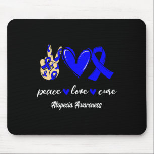 Peace Kärlek Cure Alopecia Blue Ribbon Awareness Musmatta