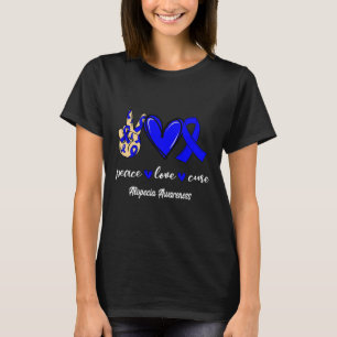 Peace Kärlek Cure Alopecia Blue Ribbon Awareness T Shirt