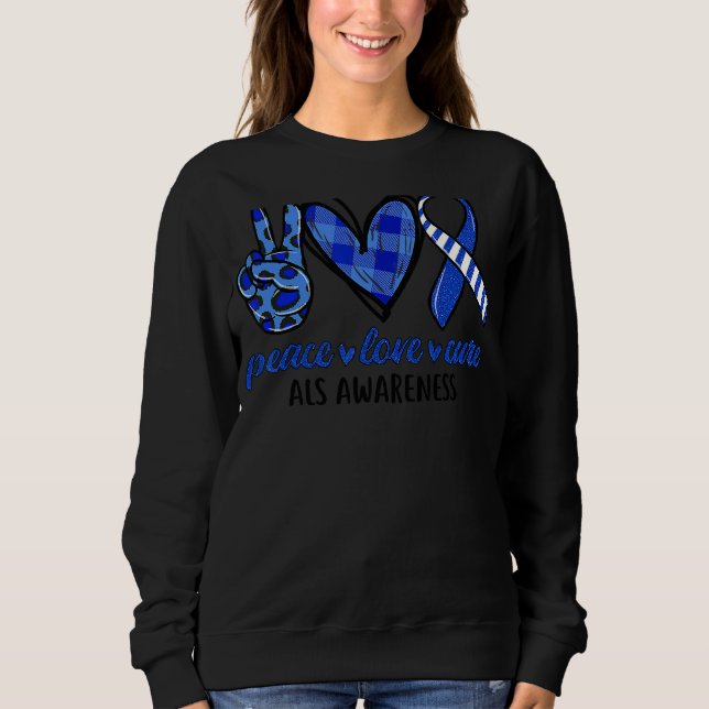 Peace Kärlek Cure Als Awareness Month T Shirt (Framsida)