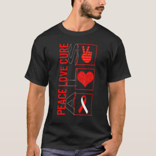 Peace Kärlek Cure ALS Awareness Ribbon Warrior Sup T Shirt