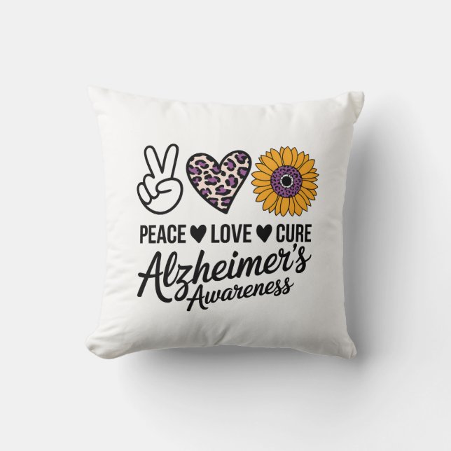 Peace KÄRLEK CURE Alzheimers medvetenhet Kudde (Framsida)