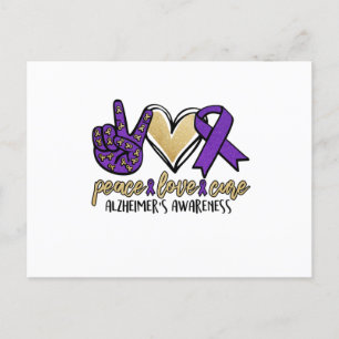 Peace Kärlek Cure Alzheimers medvetenhet Meddelande Vykort