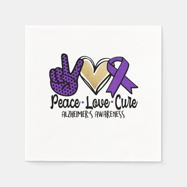 Peace Kärlek Cure Alzheimers medvetenhet Pappersservett (Framsidan)