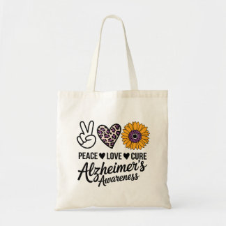Peace KÄRLEK CURE Alzheimers medvetenhet Tygkasse