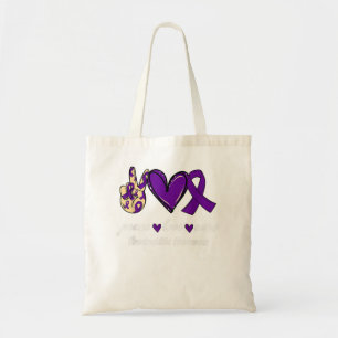 Peace Kärlek Cure Arachnoiditis Lila Ribbon Awaren Tygkasse
