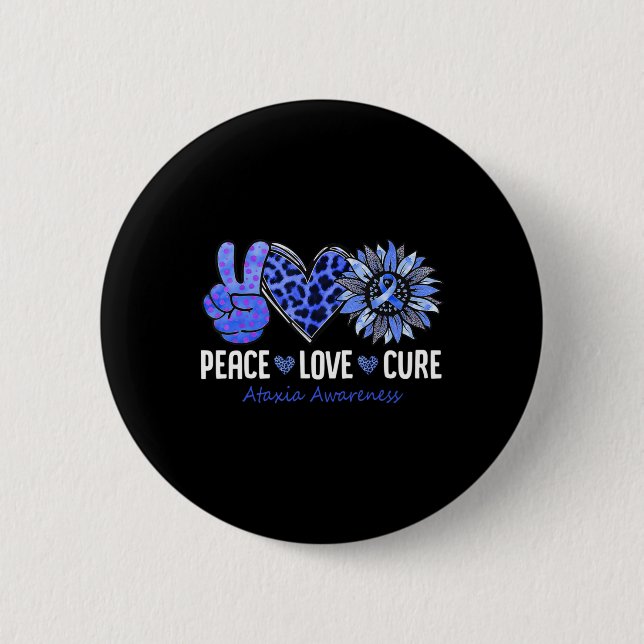 Peace Kärlek Cure Ataxi Awareness Month Blue Sunfl Knapp (Framsida)